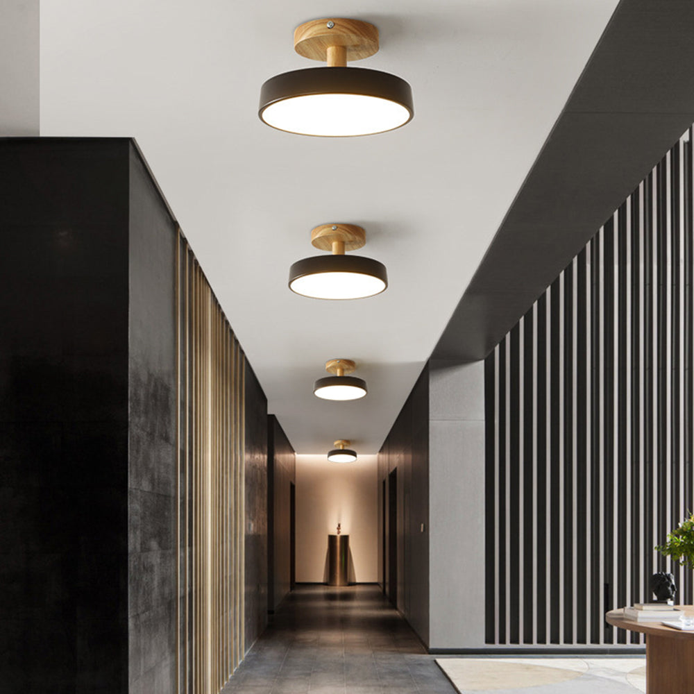 Lumiro | Ronde LED-plafondlamp van hout en metaal