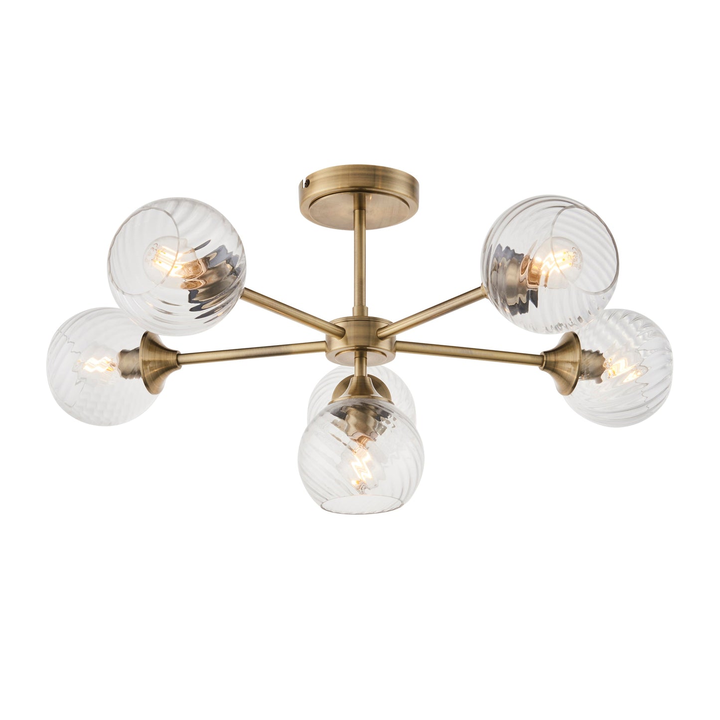 TwistLume | Semi-inbouwplafondlamp met 6 lampen en gedraaid glas