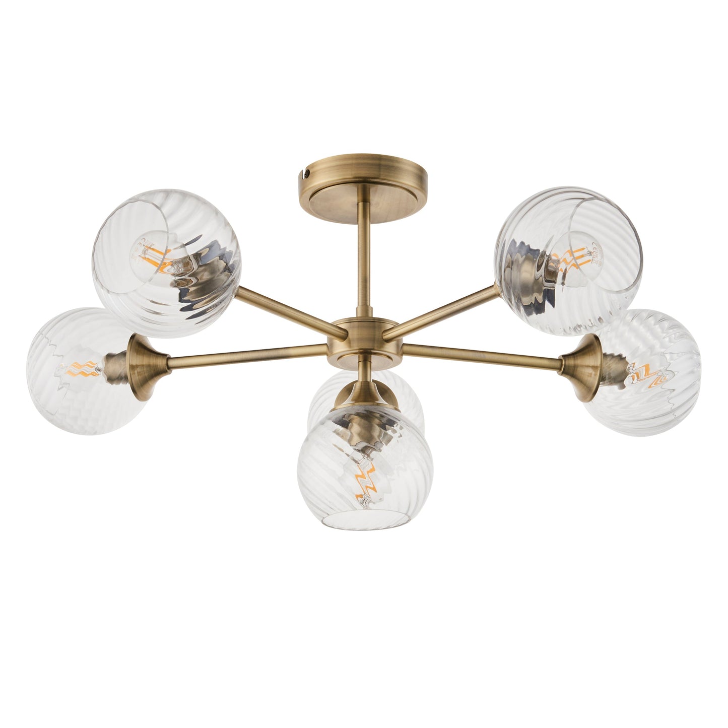 TwistLume | Semi-inbouwplafondlamp met 6 lampen en gedraaid glas