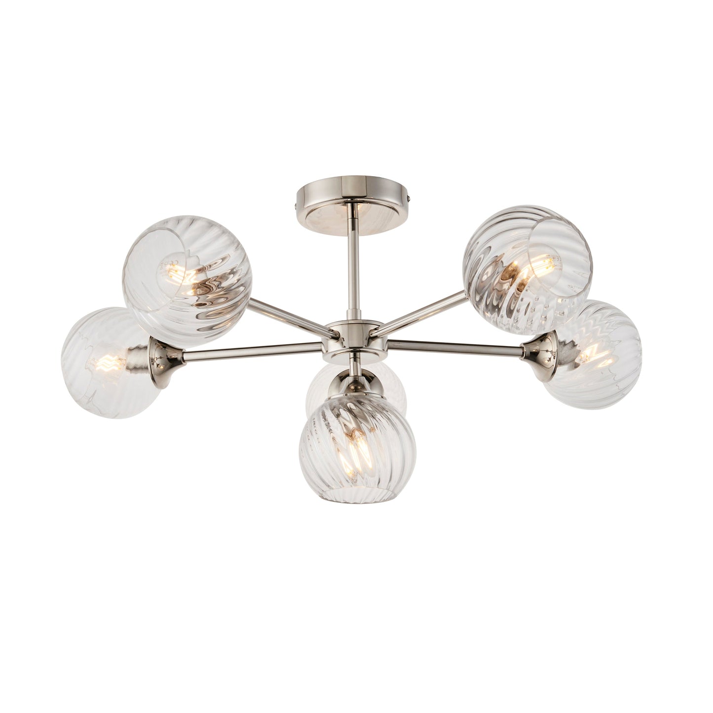 TwistLume | Semi-inbouwplafondlamp met 6 lampen en gedraaid glas