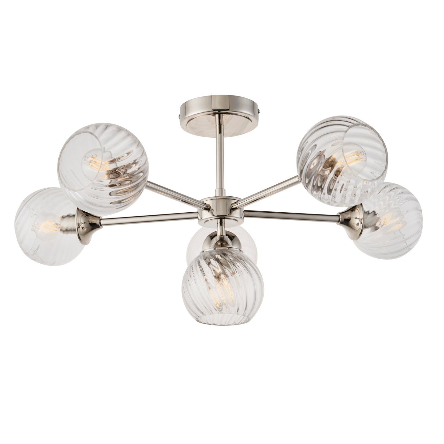 TwistLume | Semi-inbouwplafondlamp met 6 lampen en gedraaid glas