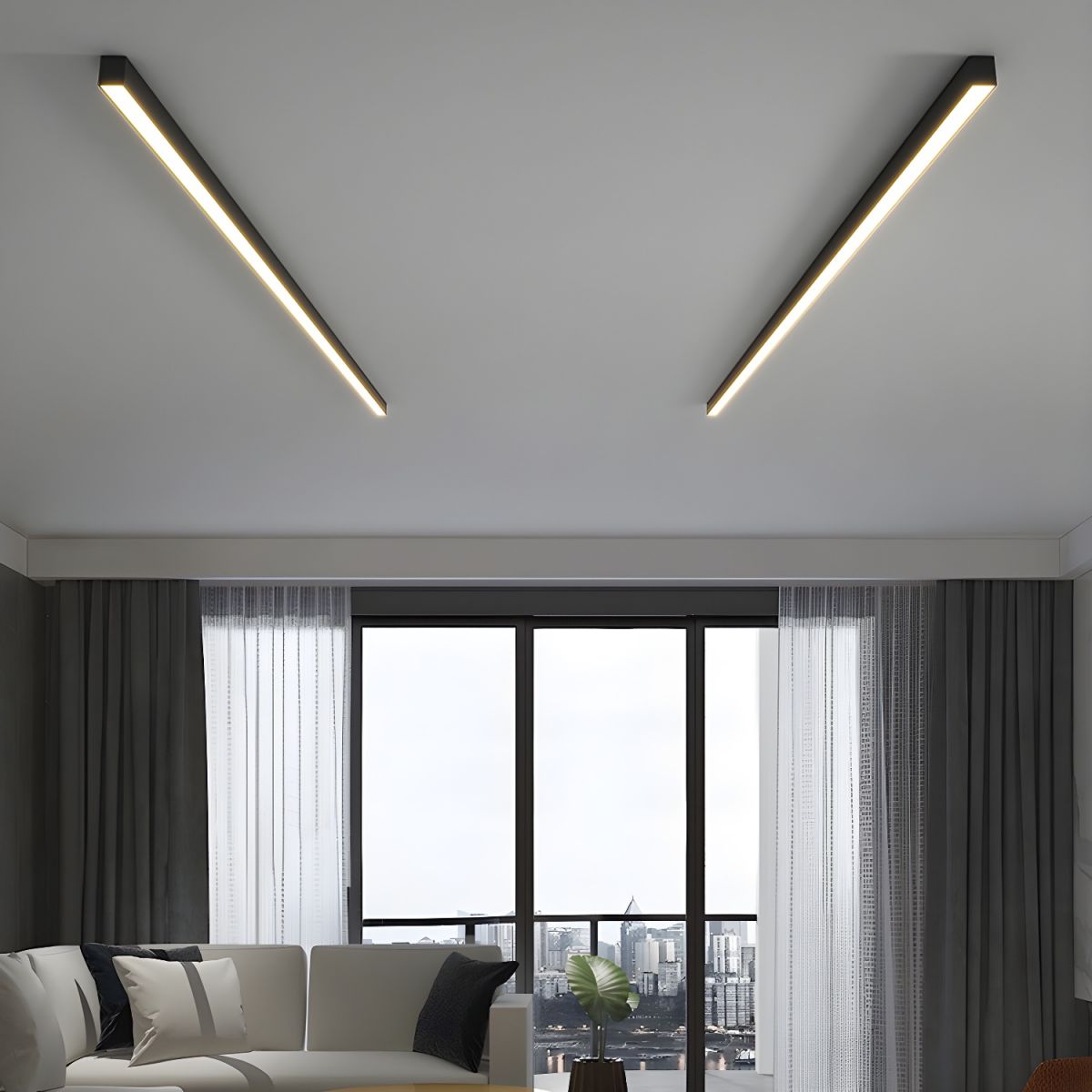 Linéora | Plafonnier LED Linéaire Minimaliste pour Séjour