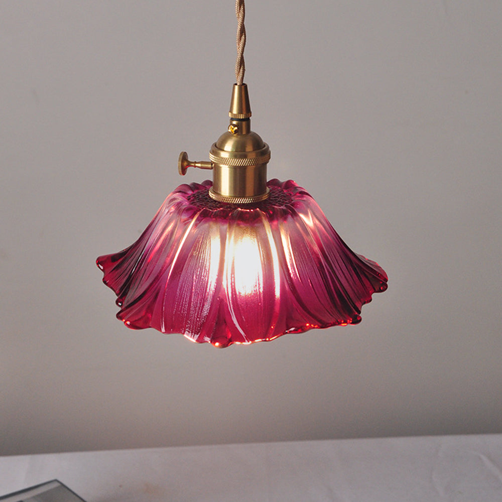 Florinea | Retro glazen hanglamp in bloemvorm