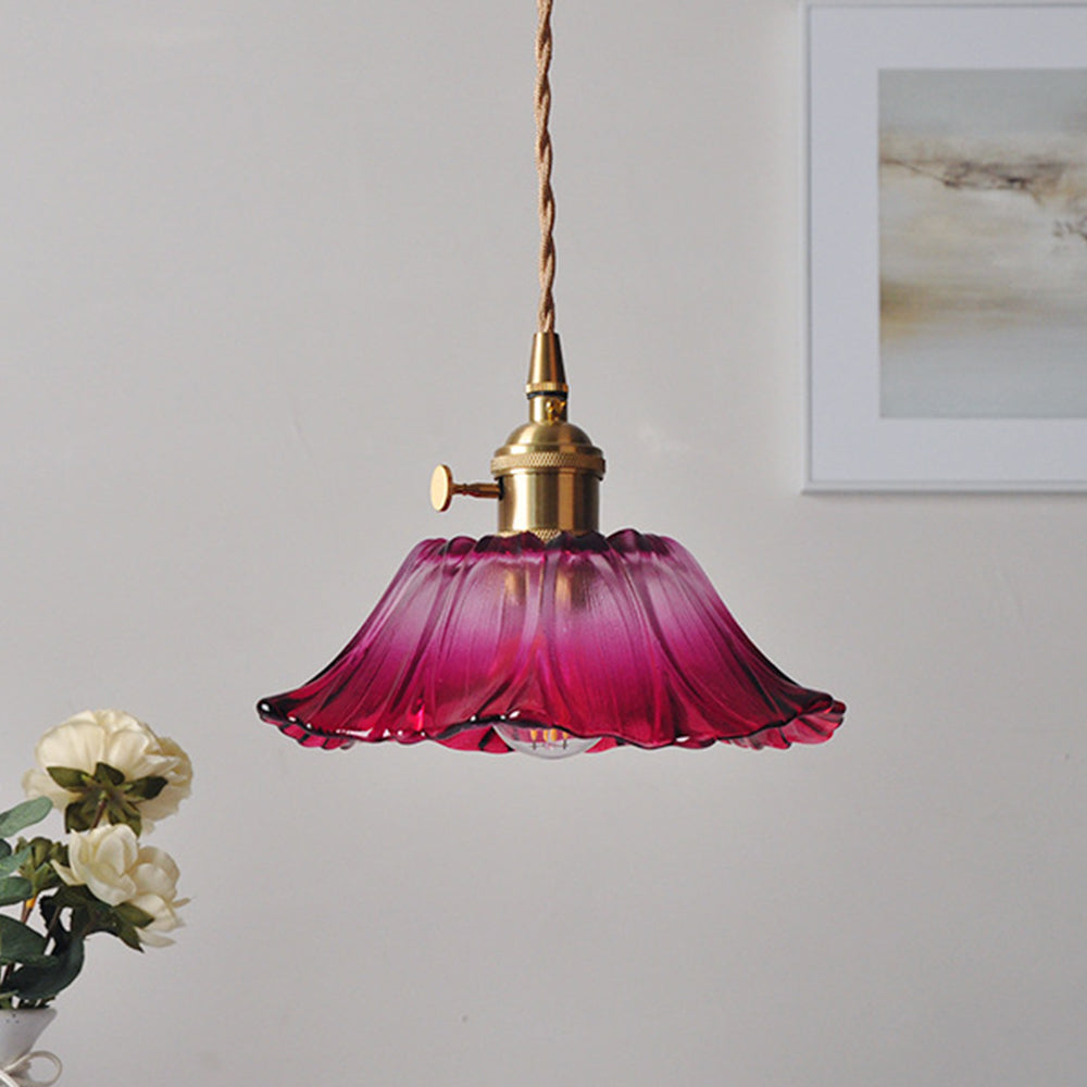 Florinea | Retro glazen hanglamp in bloemvorm