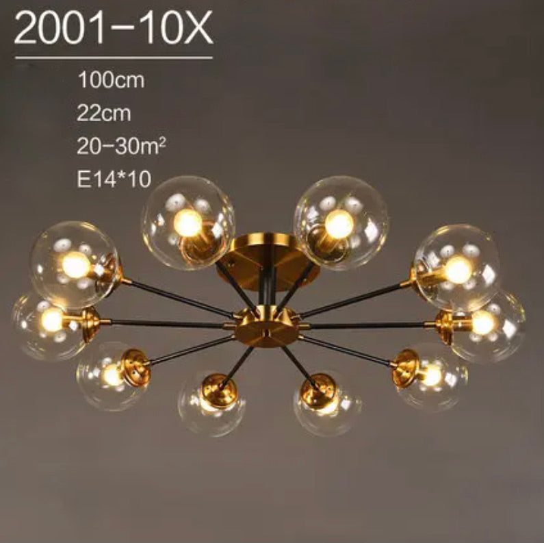 Virella | Glazen geblazen en metalen lamp – Europese stijl