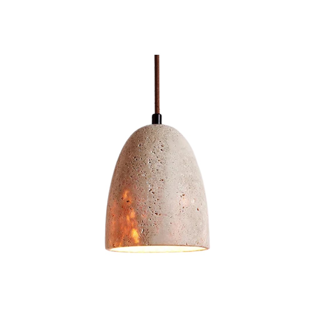 TerraLume | Handgemaakte hanglamp van travertijn en hout