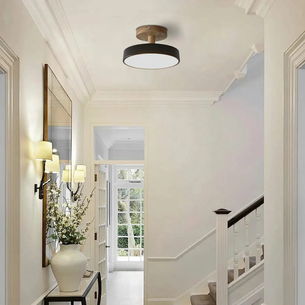 Lumiro | Ronde LED-plafondlamp van hout en metaal