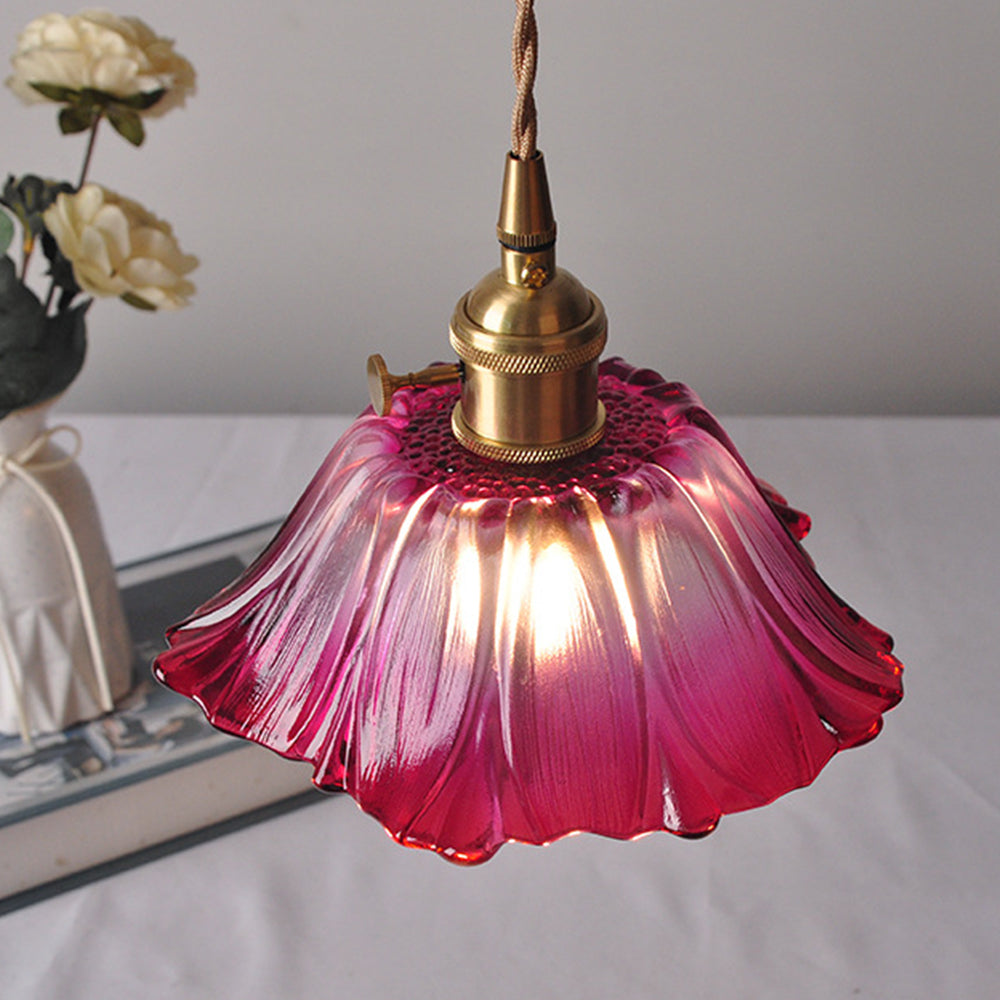 Florinea | Retro glazen hanglamp in bloemvorm