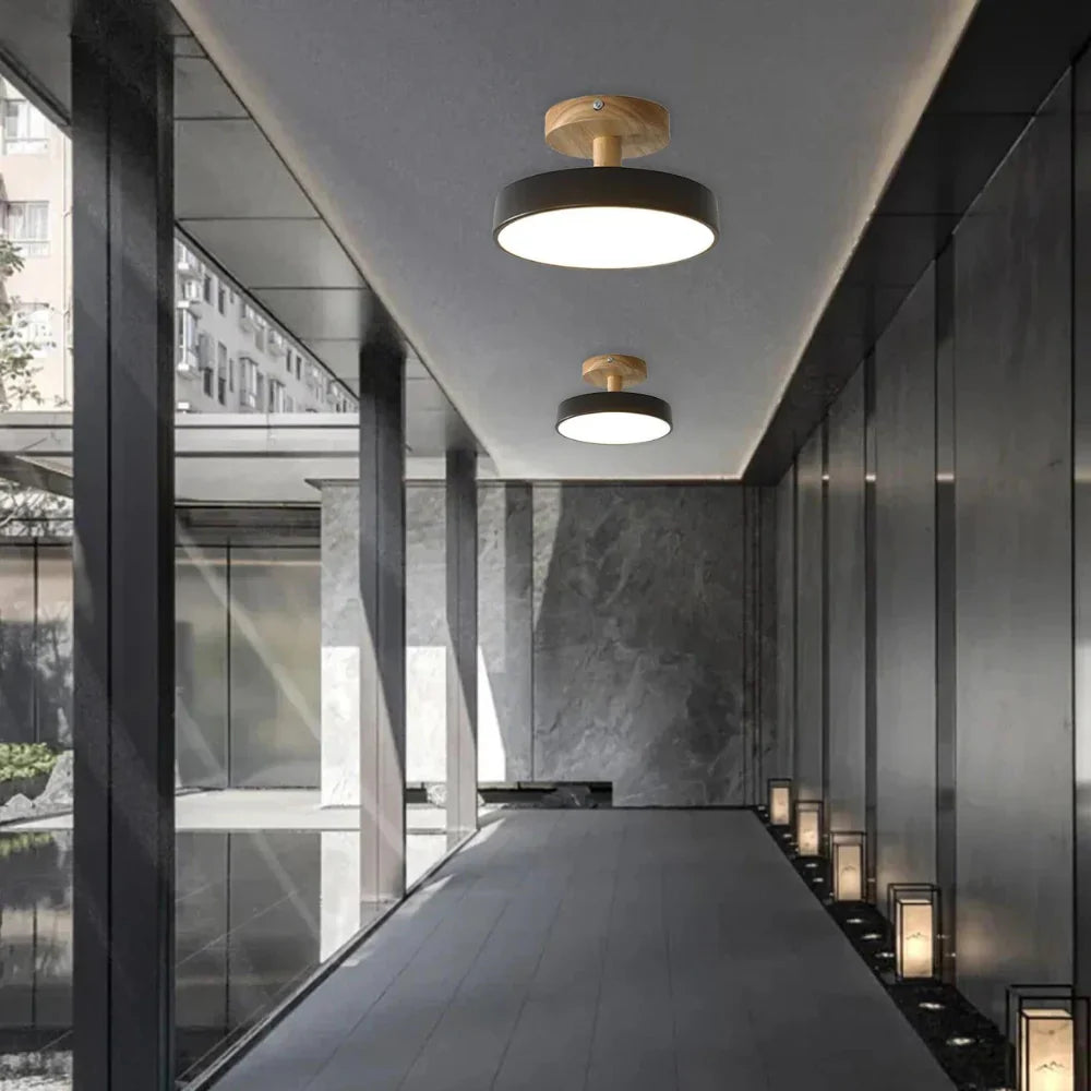 Lumiro | Ronde LED-plafondlamp van hout en metaal