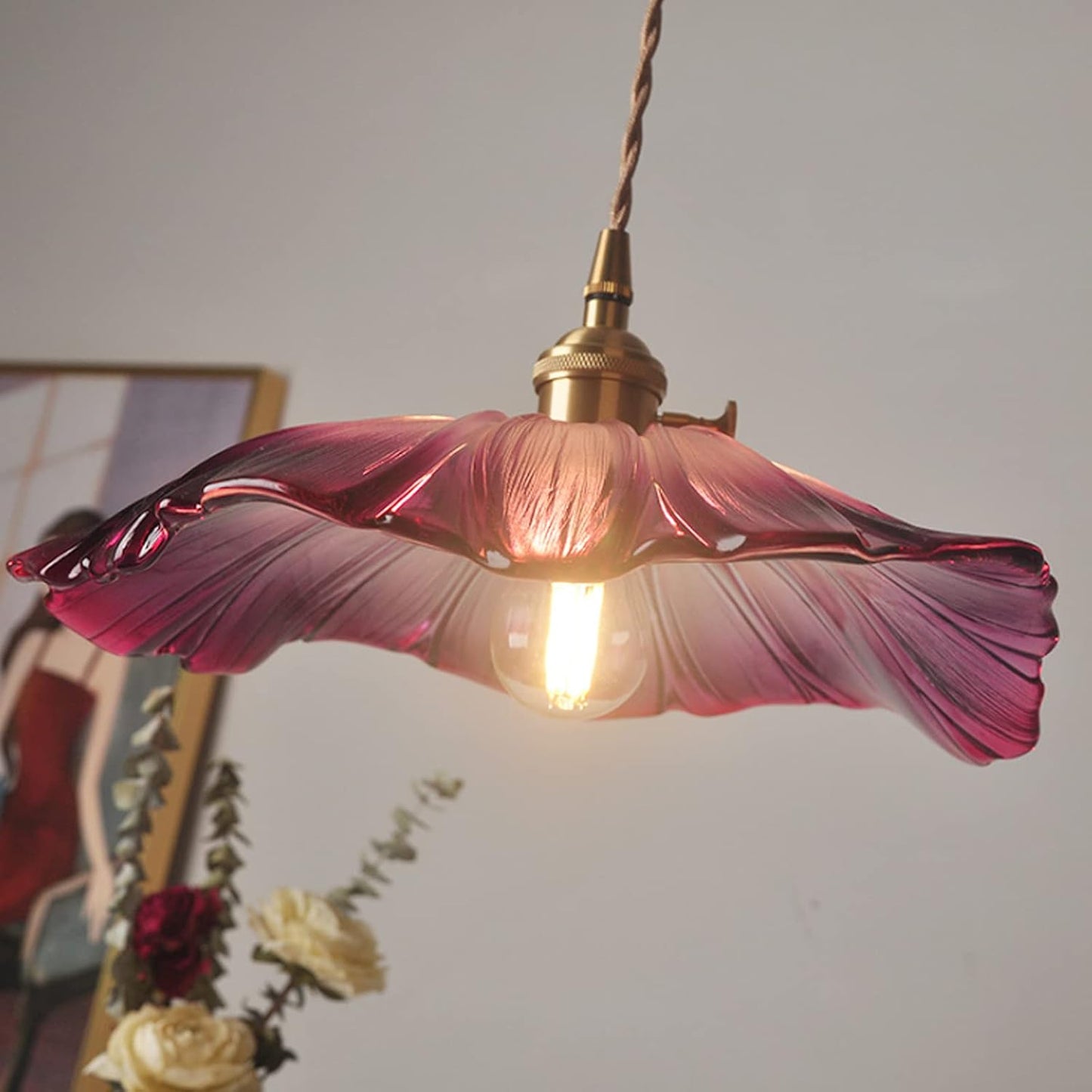 Florinea | Retro glazen hanglamp in bloemvorm
