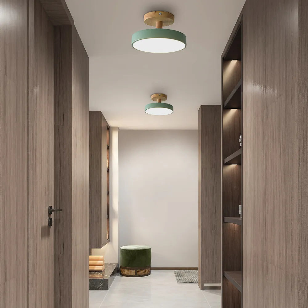 Lumiro | Ronde LED-plafondlamp van hout en metaal