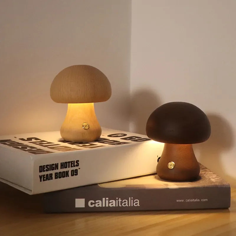 Mycolight – Oplaadbare Houten Paddestoel Tafellamp
