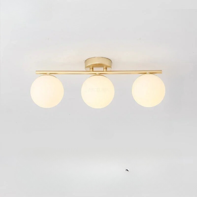 WhiteAura | LED-plafondlamp in wit glas en gouden details