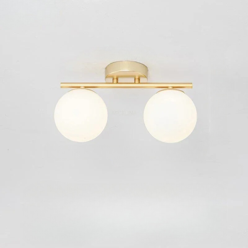 WhiteAura | LED-plafondlamp in wit glas en gouden details