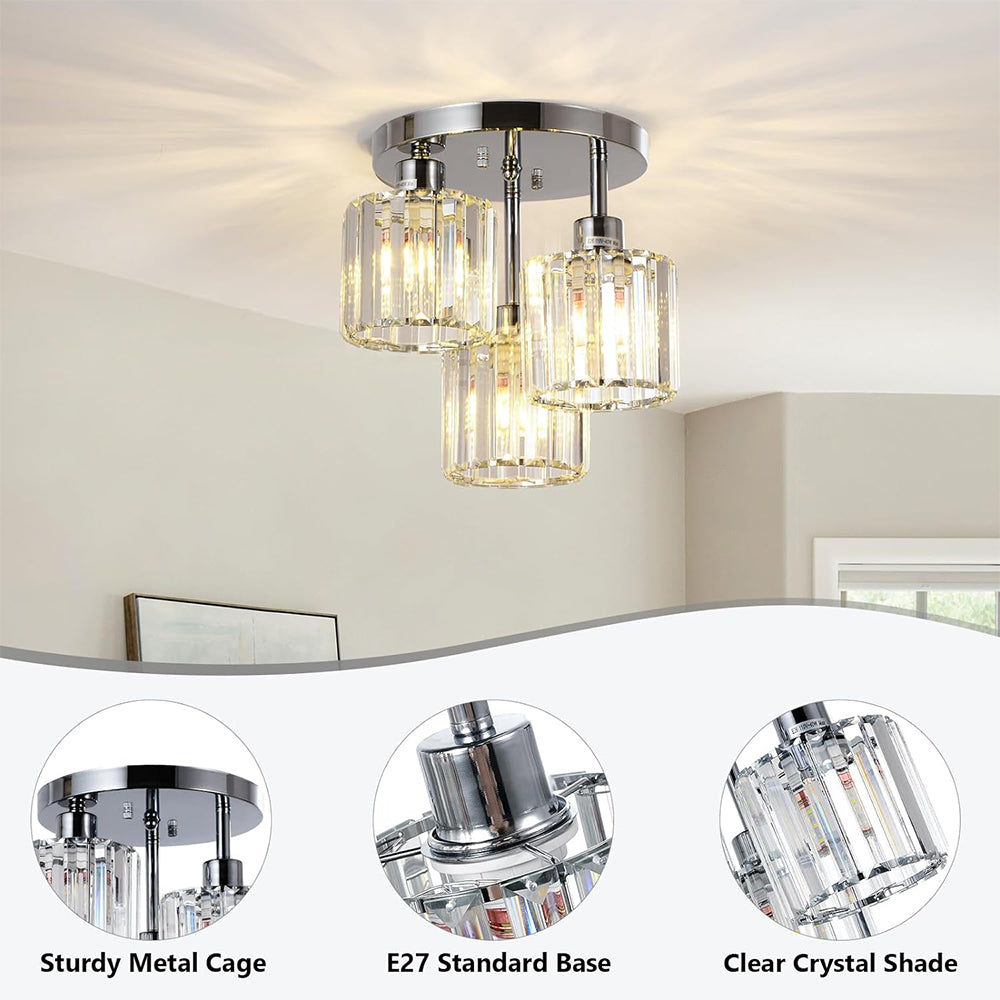Clairvia | Moderne half-inbouw plafondlamp van glas en metaal
