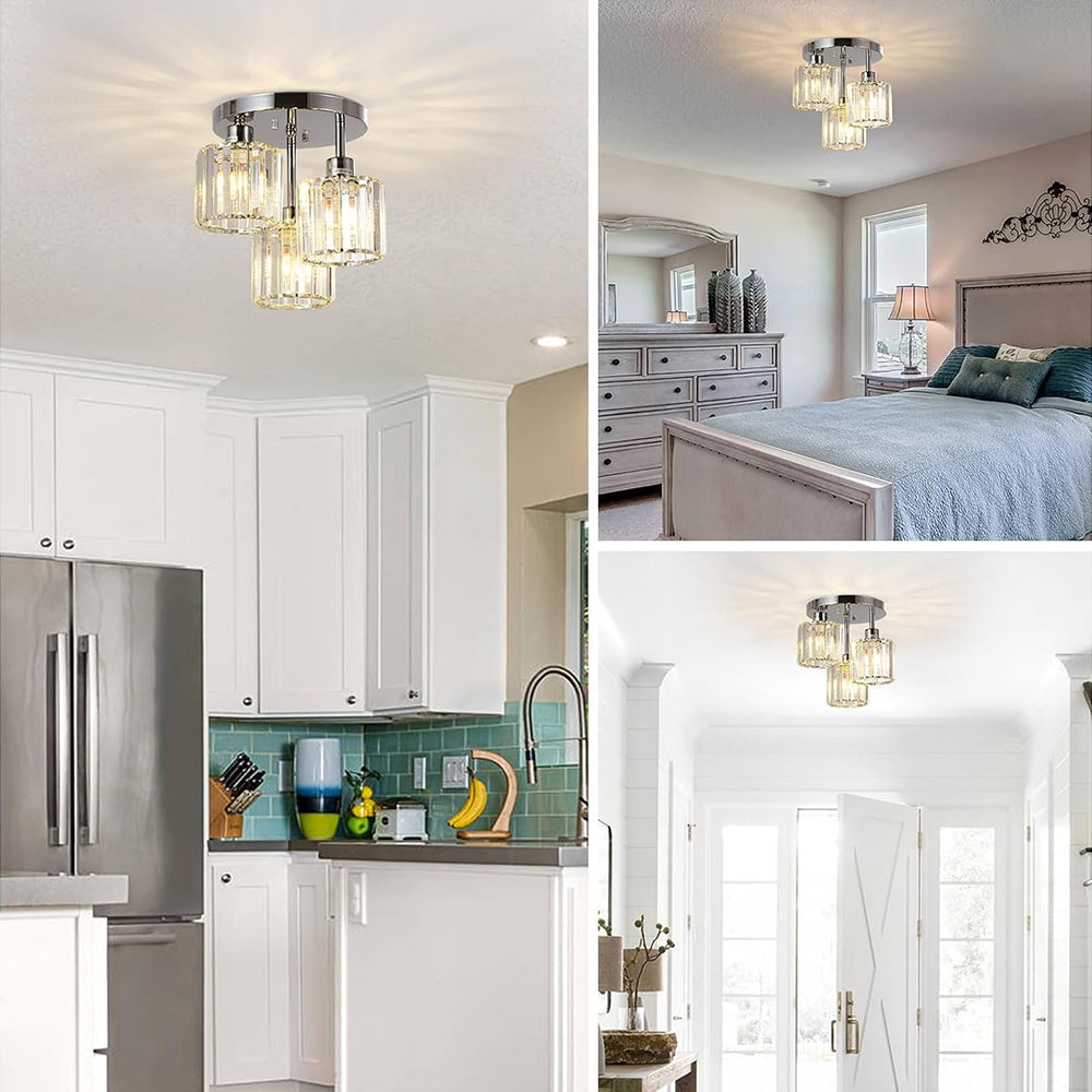 Clairvia | Moderne half-inbouw plafondlamp van glas en metaal