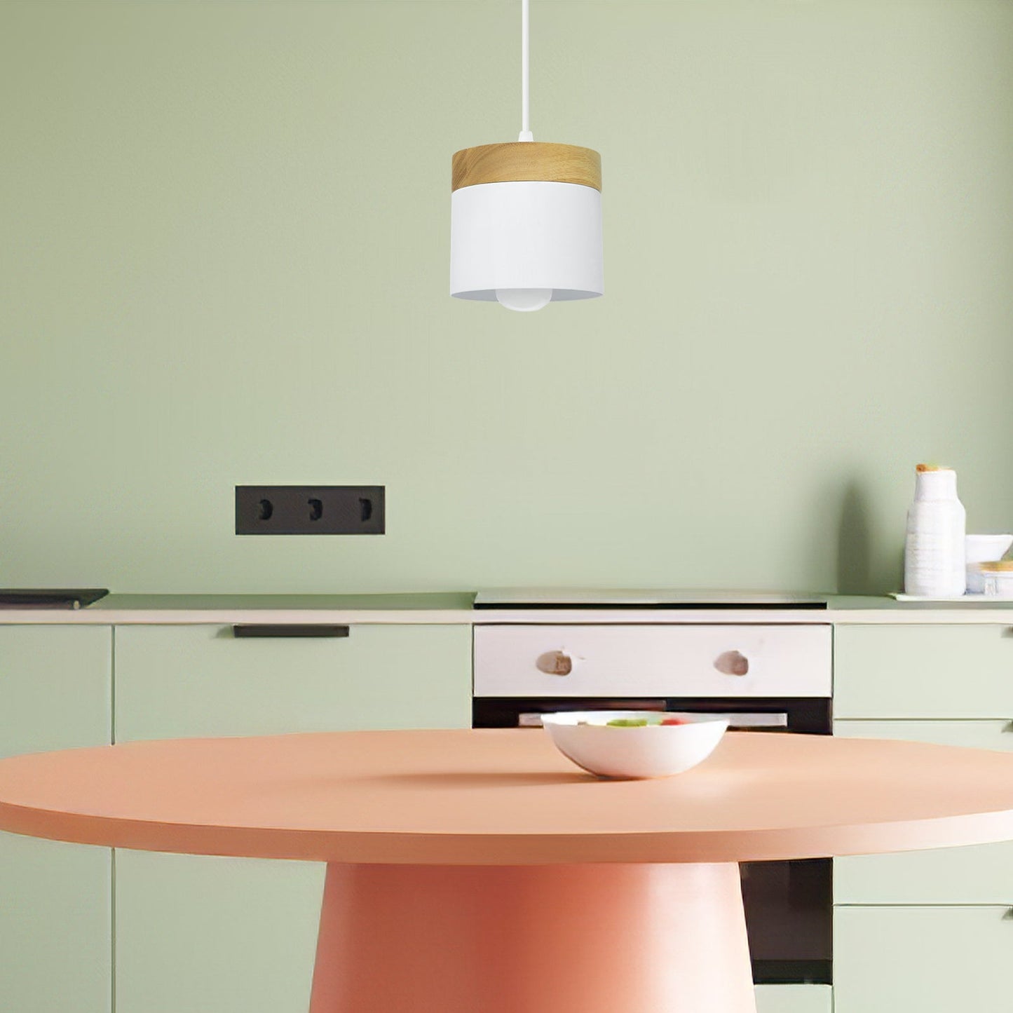 Nordiklo | Cilindrische Houten en Metalen Hanglamp