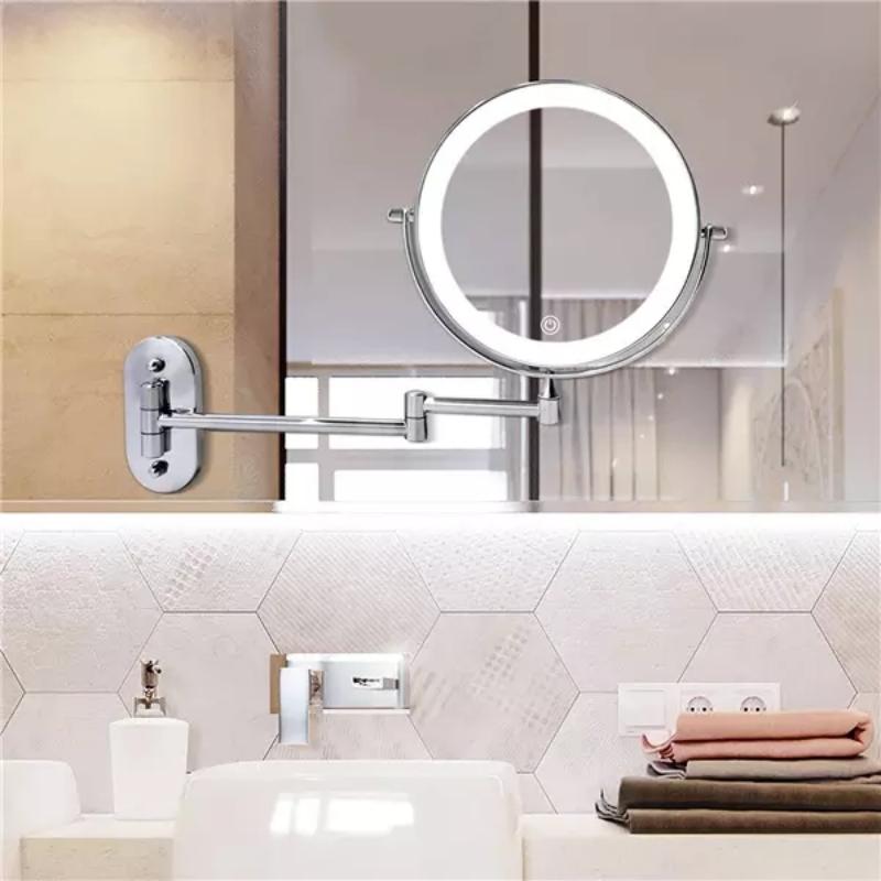 RefletAurora – Oplaadbare LED Vergrotende Spiegel Zilver Chroom
