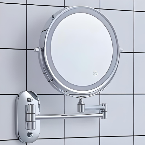 RefletAurora – Oplaadbare LED Vergrotende Spiegel Zilver Chroom