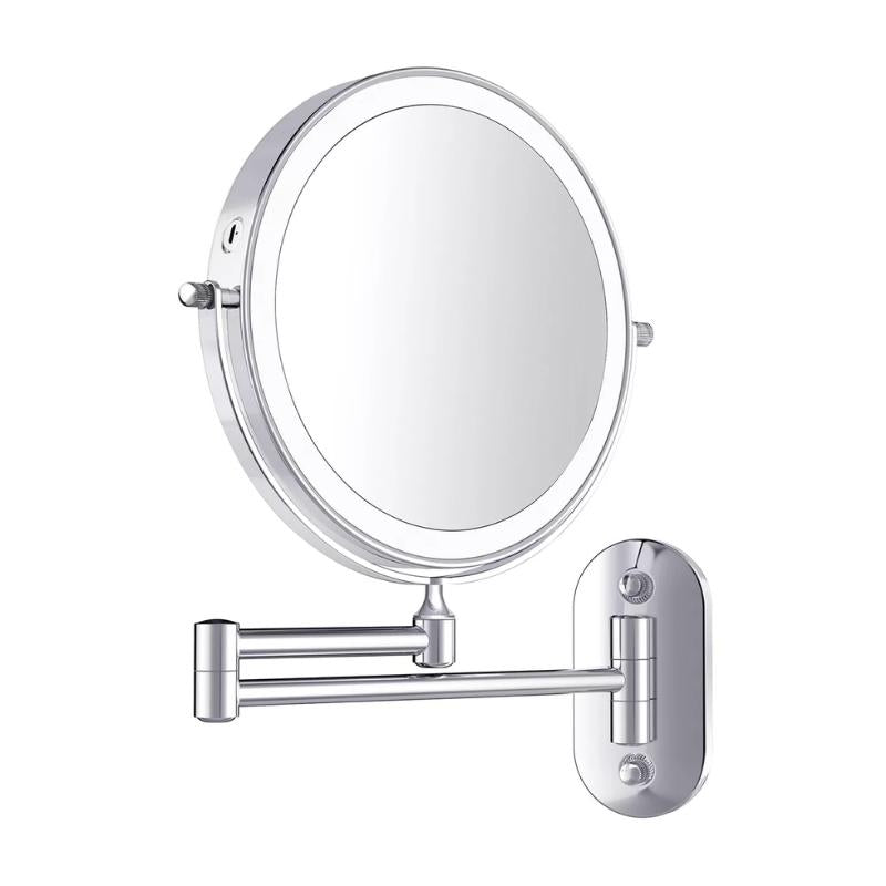 RefletAurora – Oplaadbare LED Vergrotende Spiegel Zilver Chroom
