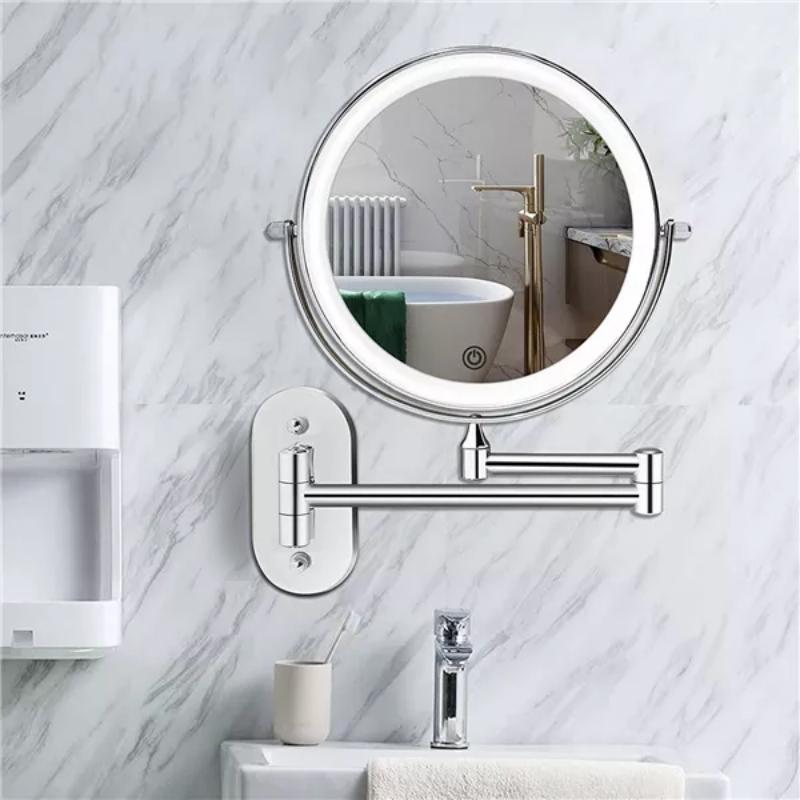 RefletAurora – Oplaadbare LED Vergrotende Spiegel Zilver Chroom