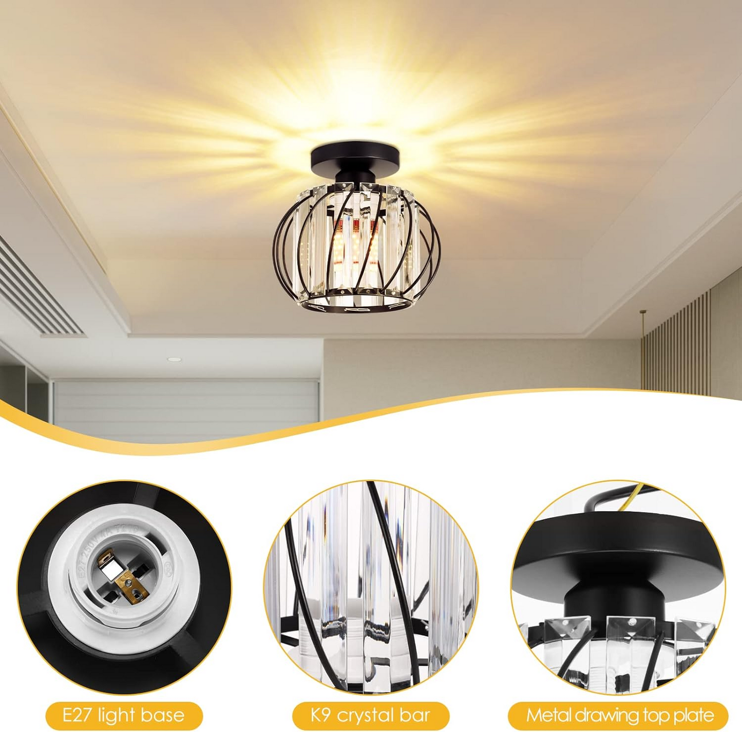Glacera | Plafondlamp Glas & Metaal in Noordse Stijl
