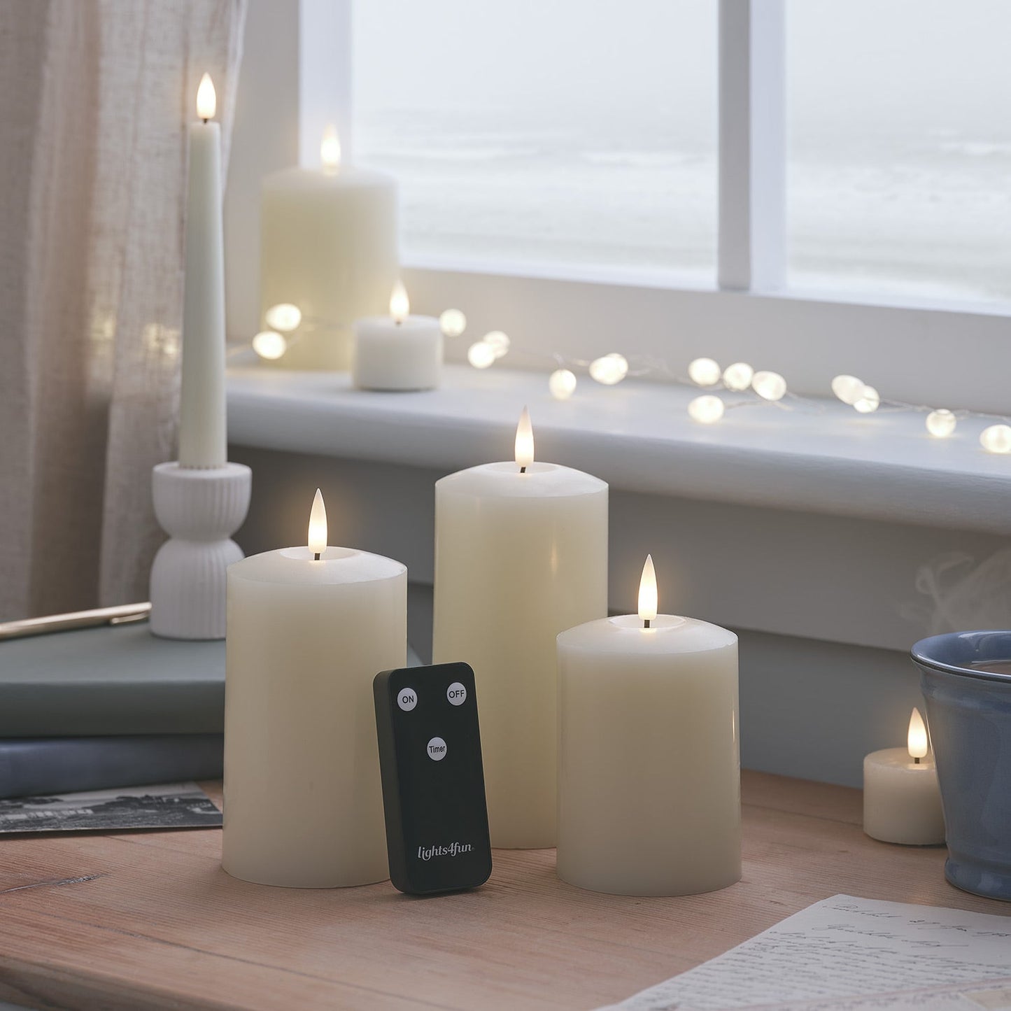 TruFlame - Set van 3 LED zuilkaarsen met realistische vlam