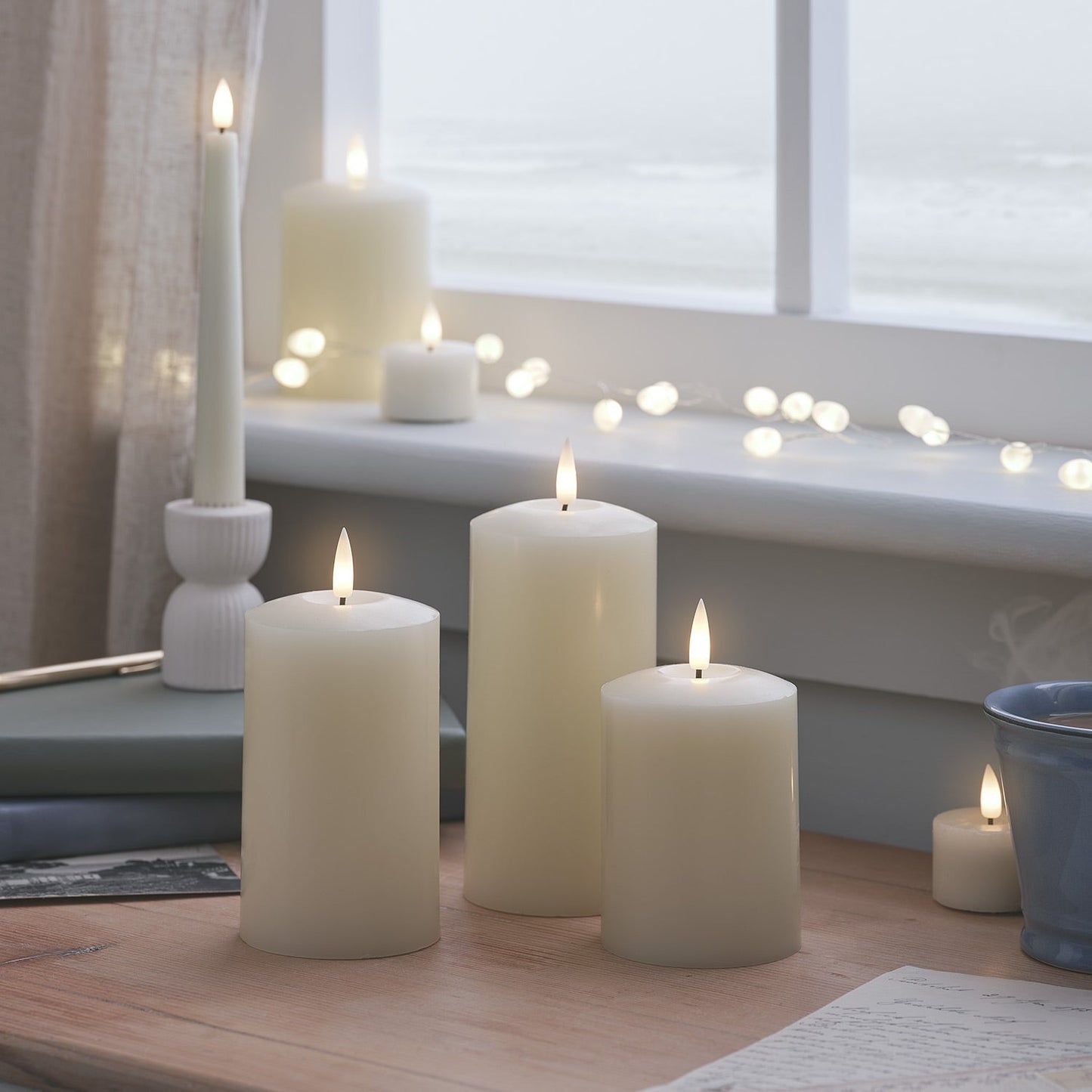TruFlame - Set van 3 LED zuilkaarsen met realistische vlam