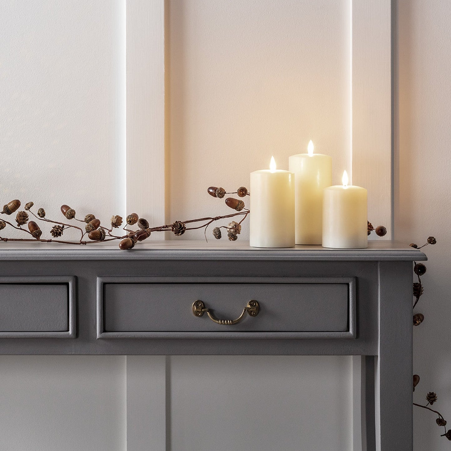 TruFlame - Set van 3 LED zuilkaarsen met realistische vlam