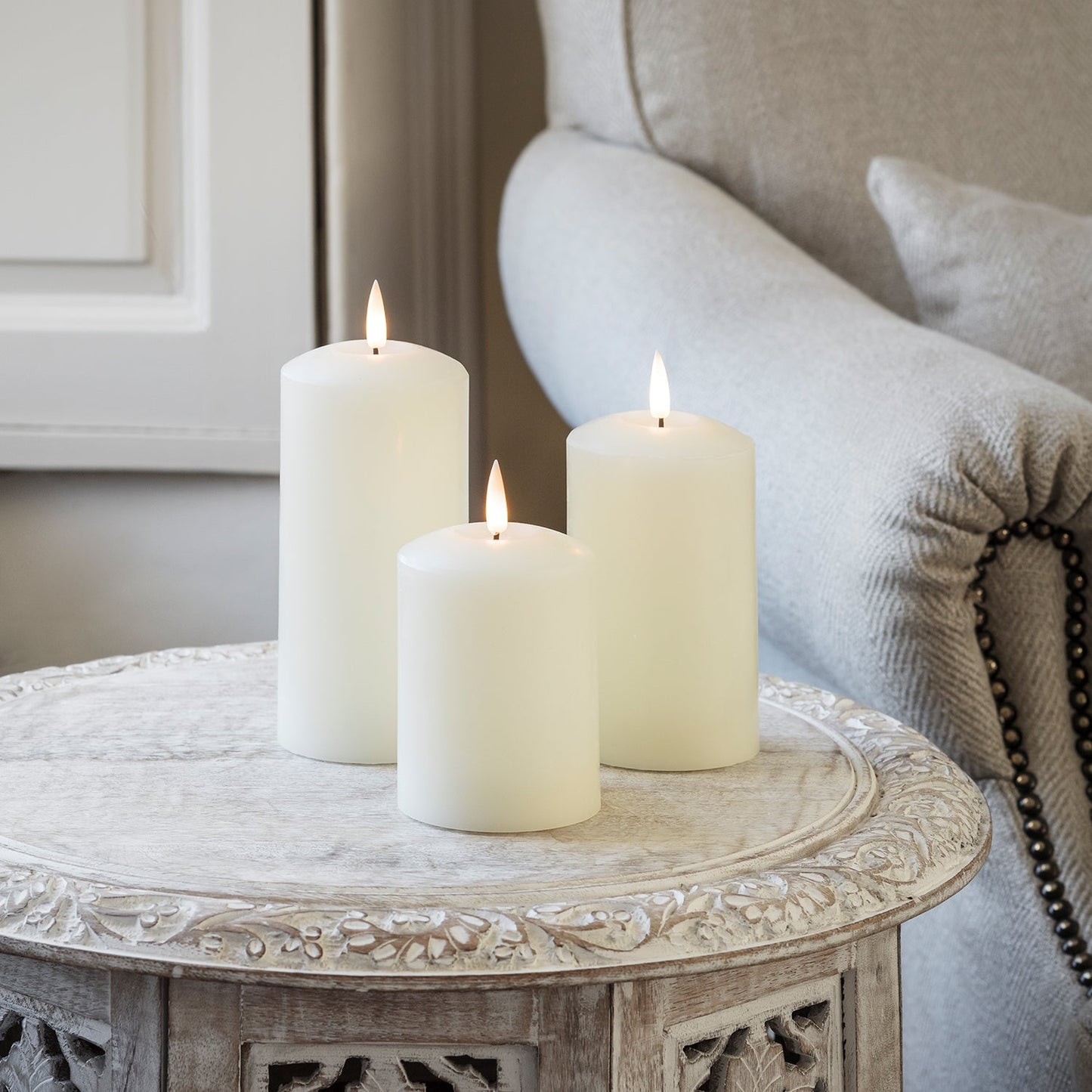 TruFlame - Set van 3 LED zuilkaarsen met realistische vlam