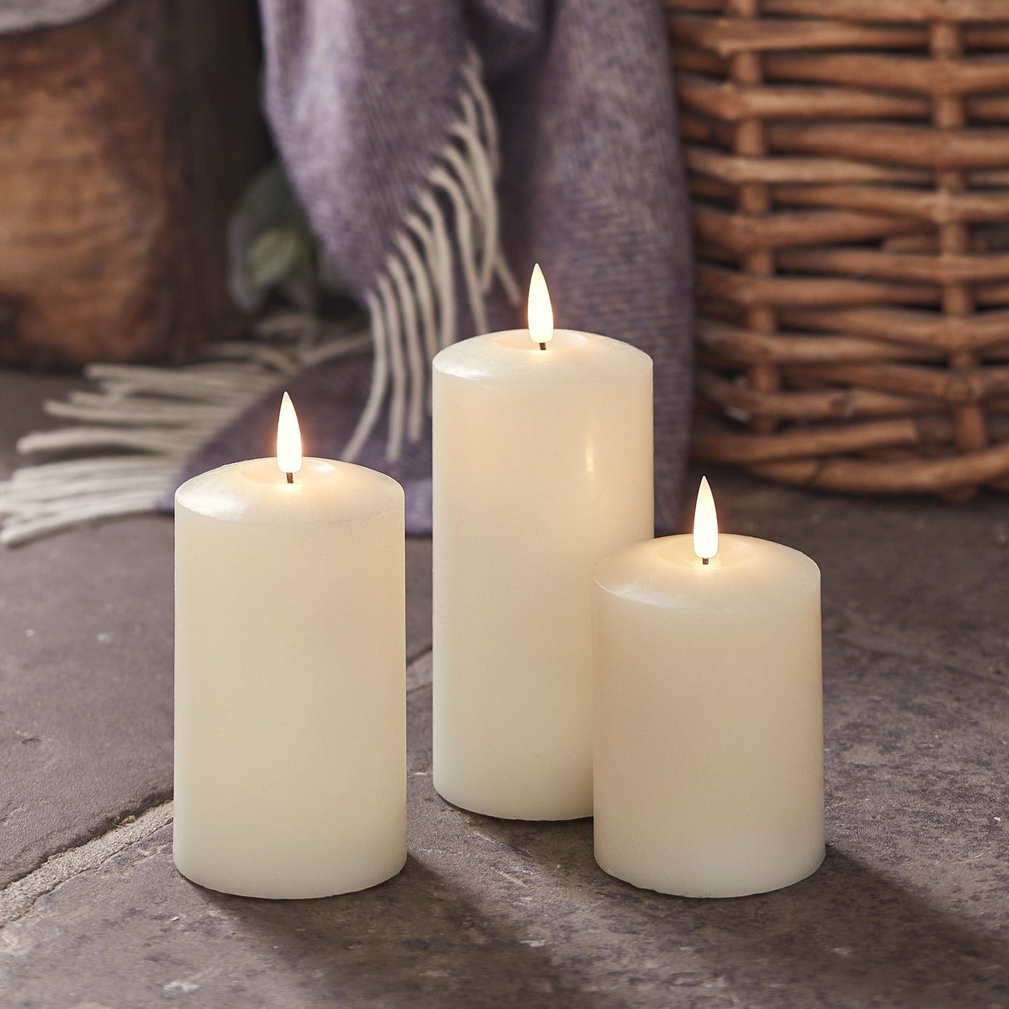 TruFlame - Set van 3 LED zuilkaarsen met realistische vlam