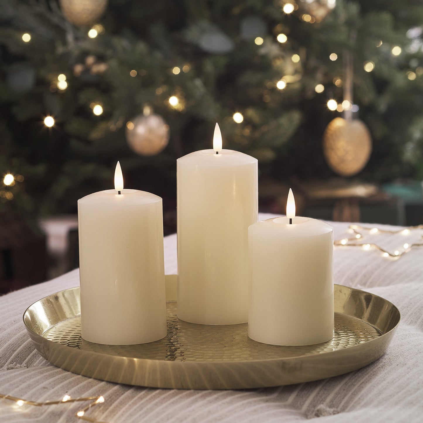 TruFlame - Set van 3 LED zuilkaarsen met realistische vlam