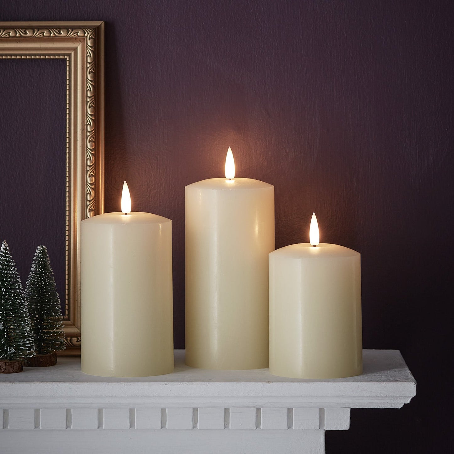 TruFlame - Set van 3 LED zuilkaarsen met realistische vlam