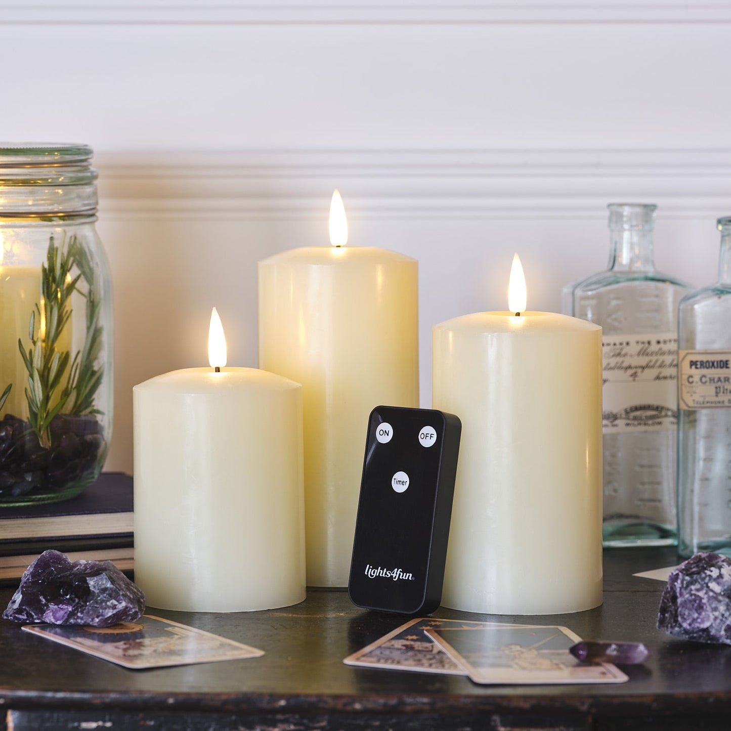 TruFlame - Set van 3 LED zuilkaarsen met realistische vlam