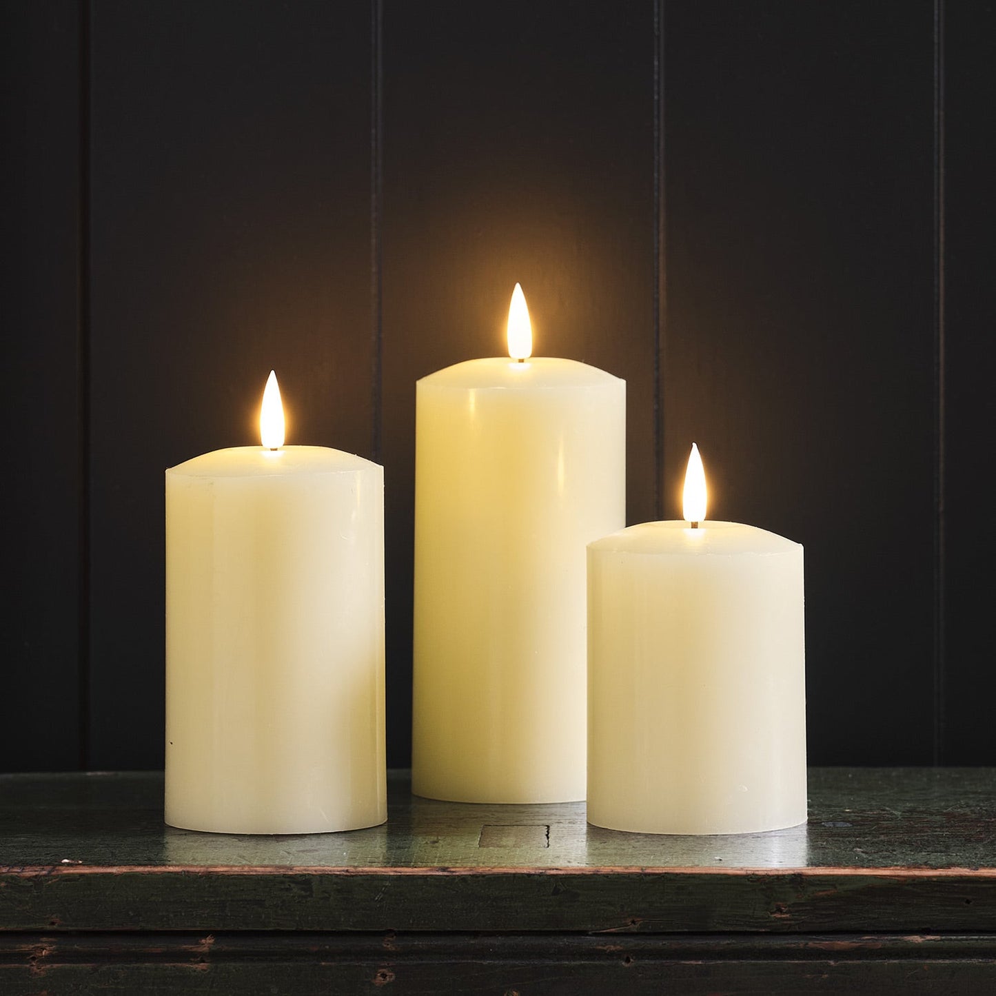 TruFlame - Set van 3 LED zuilkaarsen met realistische vlam