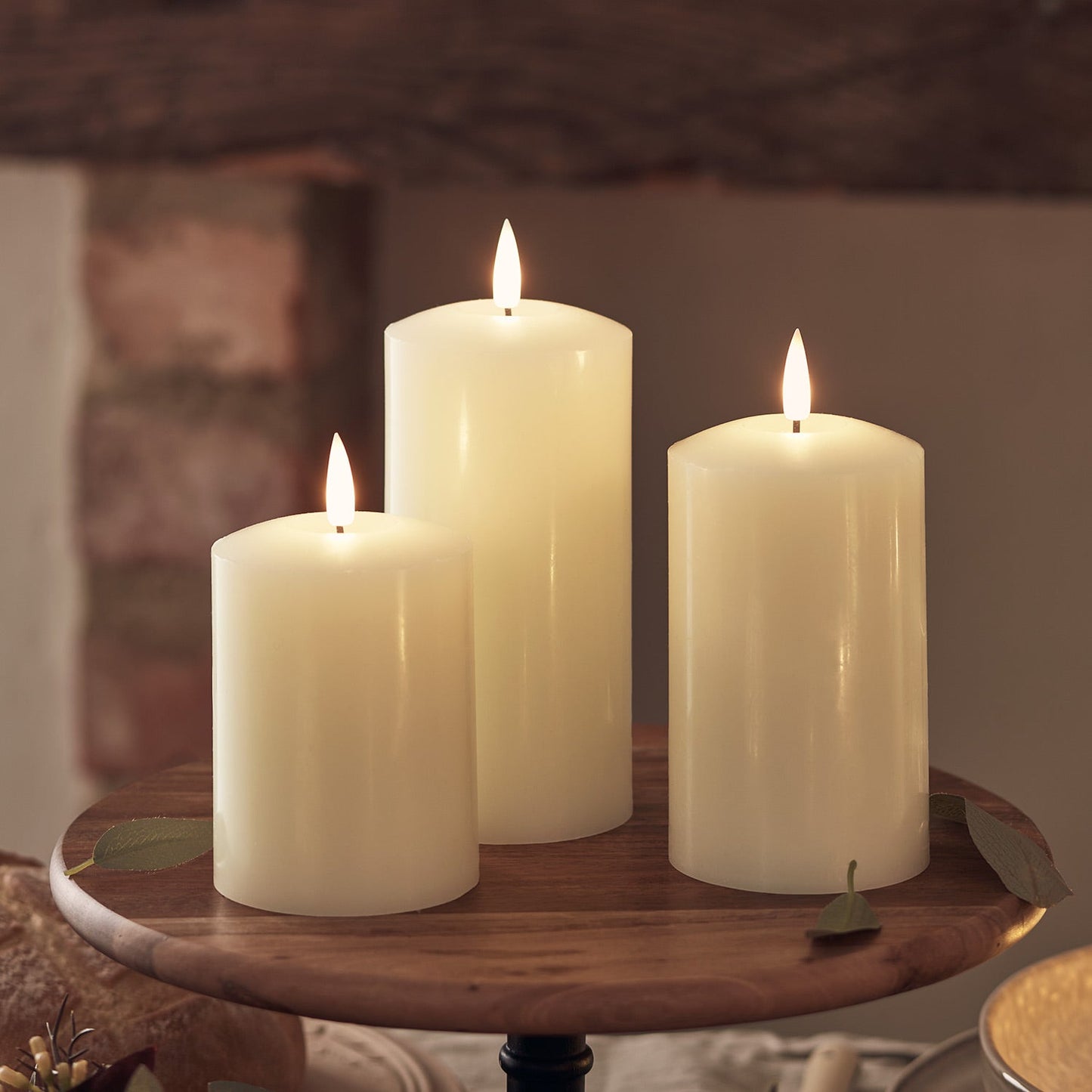 TruFlame - Set van 3 LED zuilkaarsen met realistische vlam