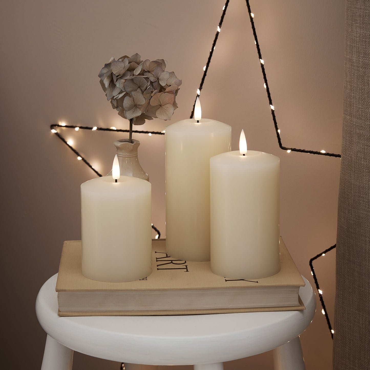 TruFlame - Set van 3 LED zuilkaarsen met realistische vlam