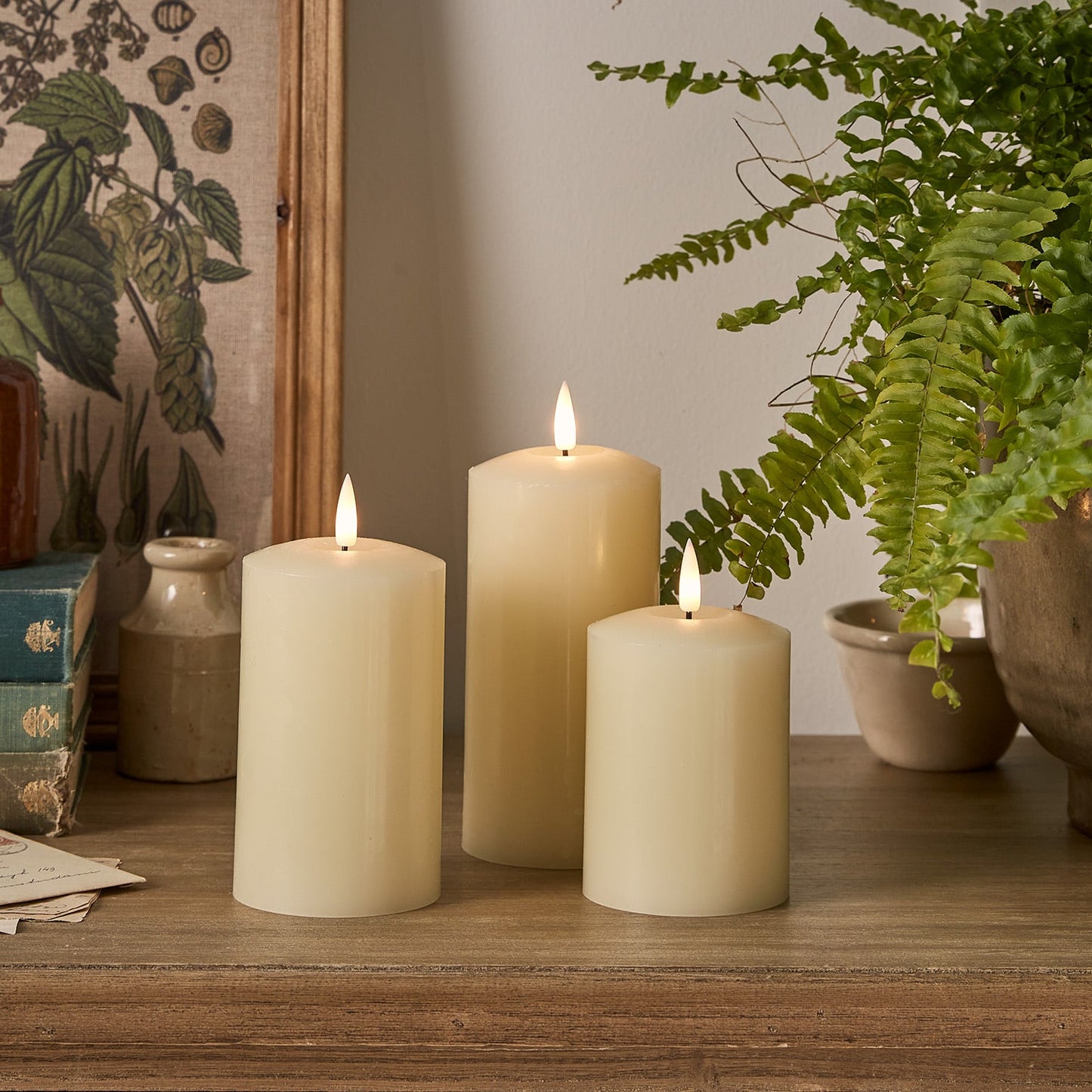 TruFlame - Set van 3 LED zuilkaarsen met realistische vlam