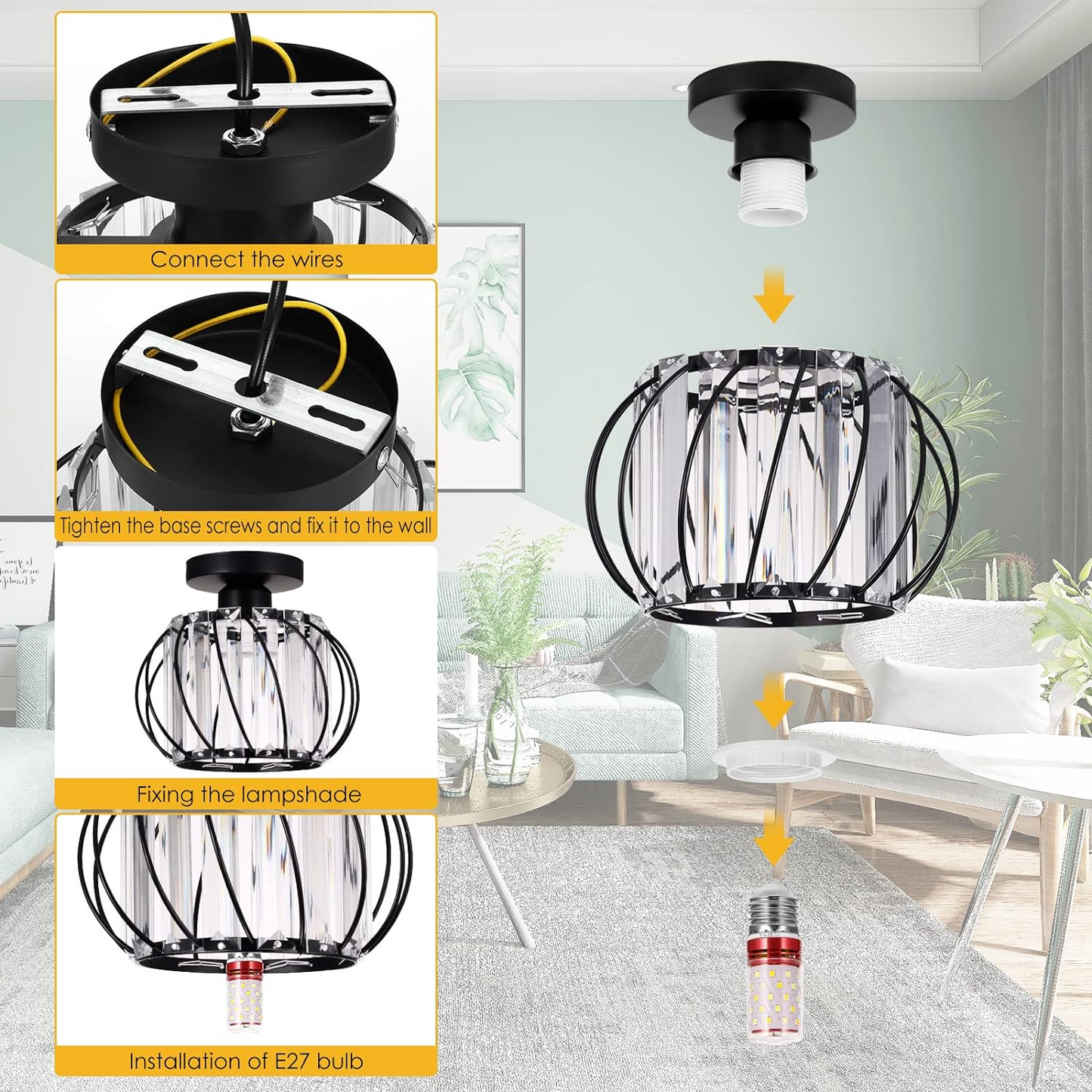 Glacera | Plafondlamp Glas & Metaal in Noordse Stijl