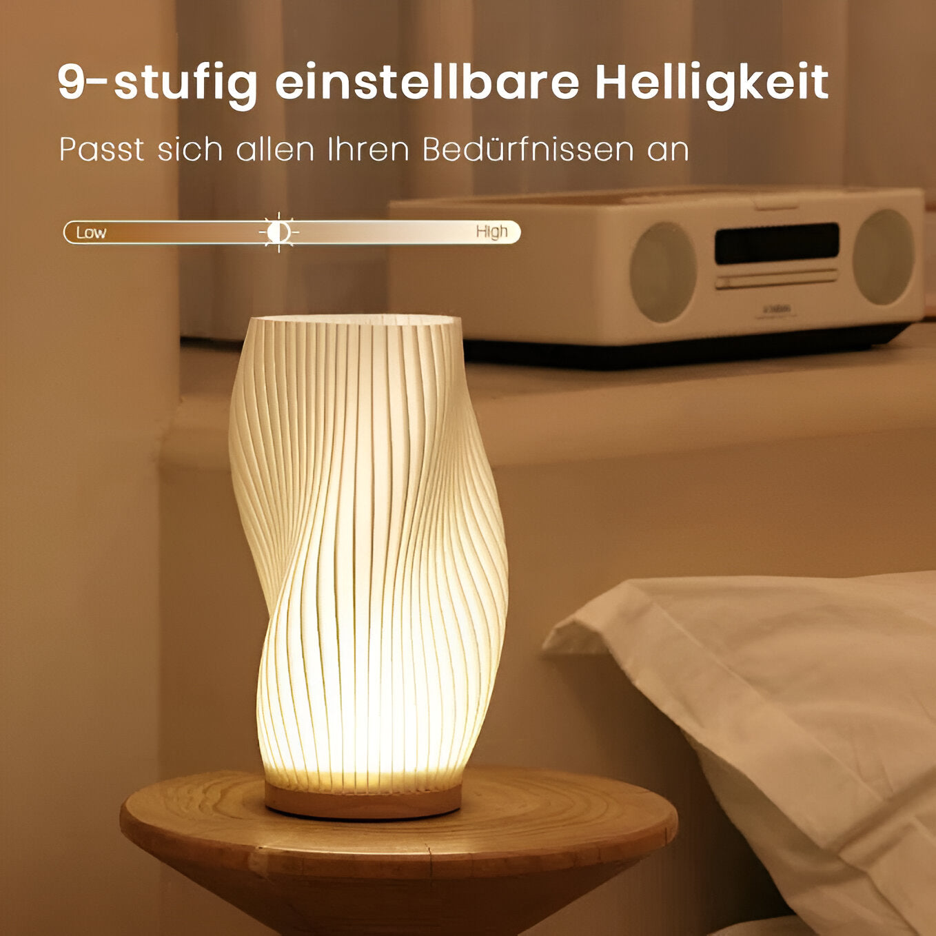 ÉclatVague – Moderne 3D-golflamp met elegant metalen voet