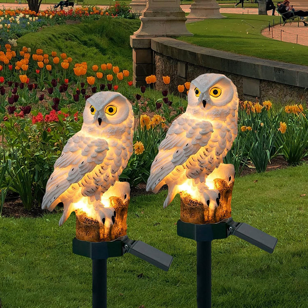 Owlora – Duo van Uil Zonnepanelenlampen voor Tuin