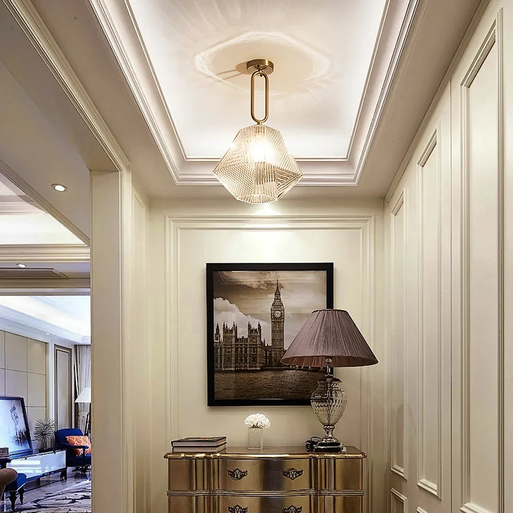 Lumivelle | Elegante hanglamp van glas en verguld koper