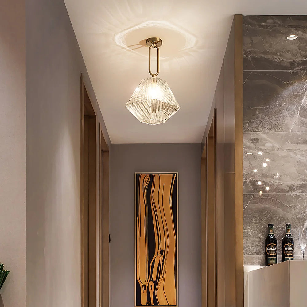 Lumivelle | Elegante hanglamp van glas en verguld koper