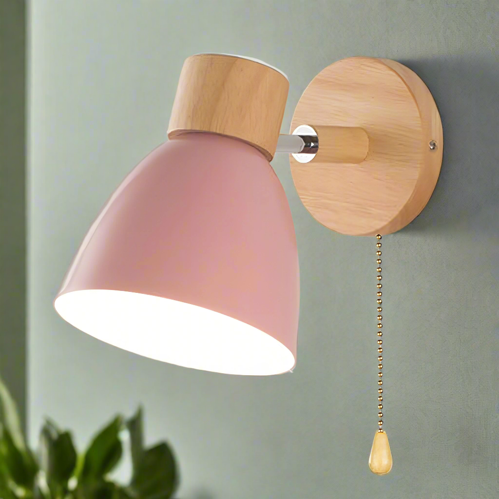 Jandiel – Wandlamp Hangend met Schakelaar van Hout en Metaal
