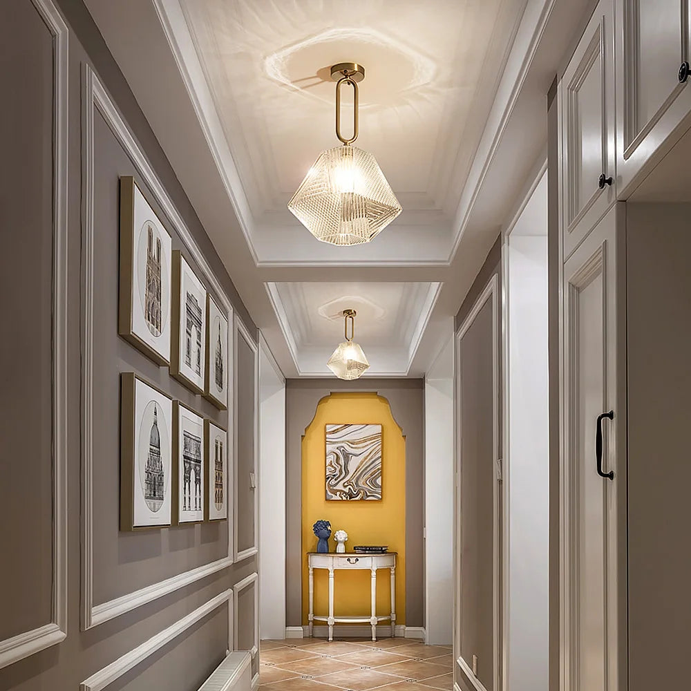 Lumivelle | Elegante hanglamp van glas en verguld koper