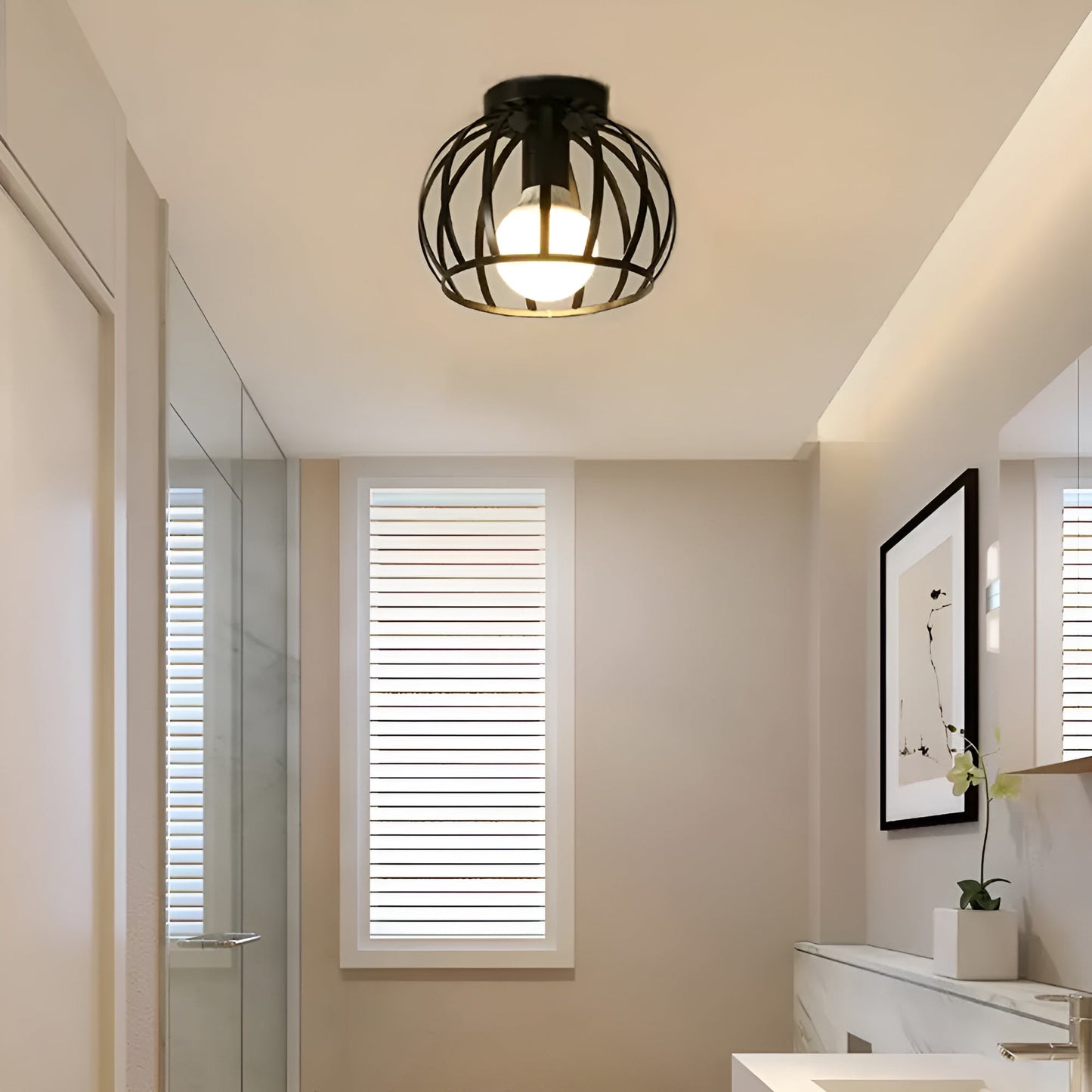 AisleShine | Zwart metalen geometrische plafondlamp