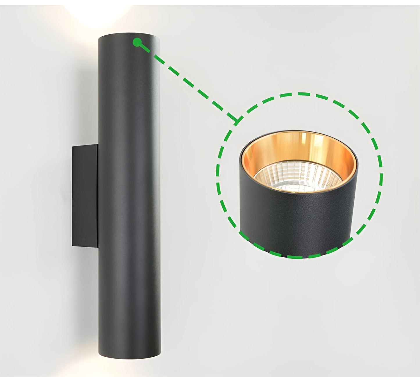 GeminiGlow – Gouden wandlamp met cilindrisch ontwerp LED