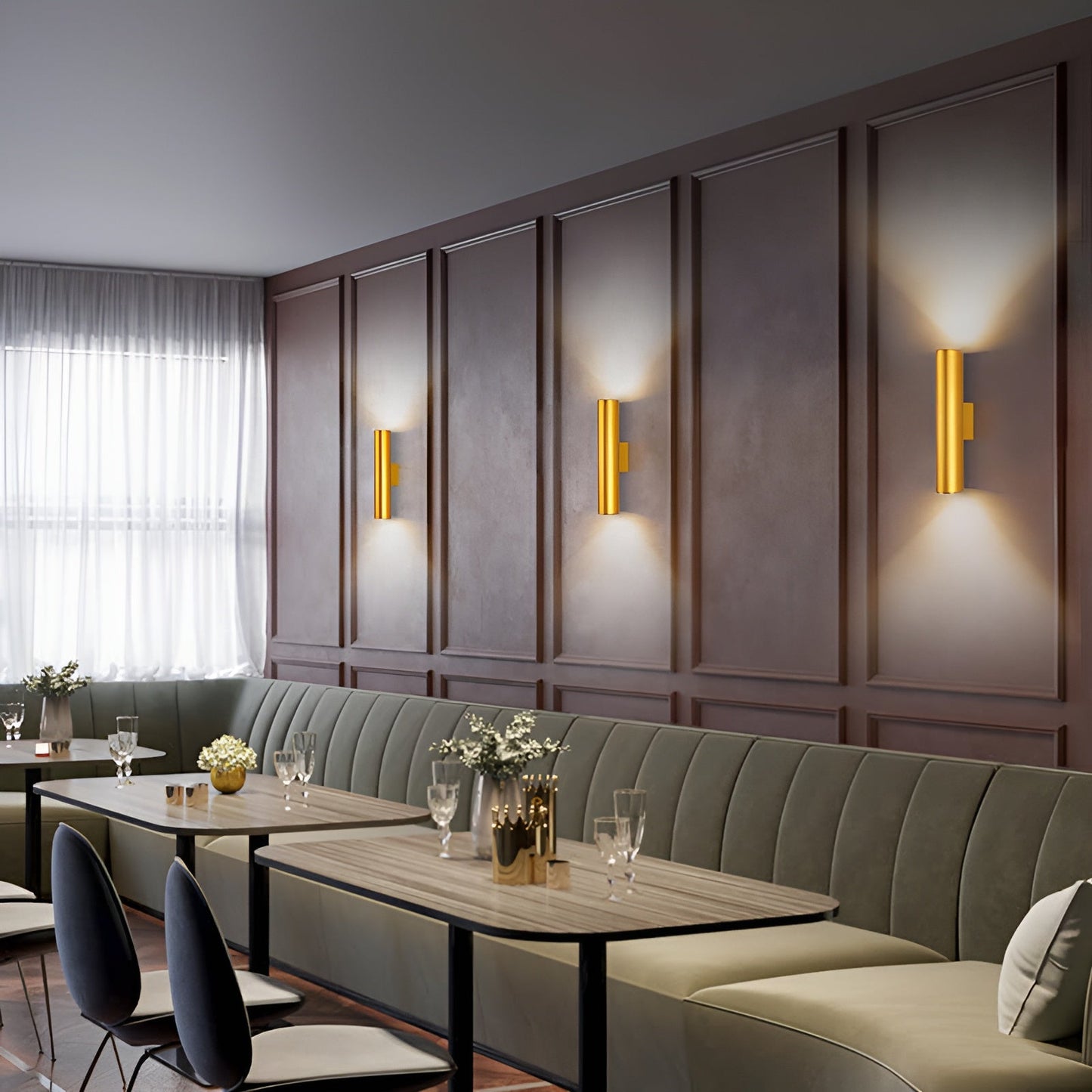 GeminiGlow – Gouden wandlamp met cilindrisch ontwerp LED