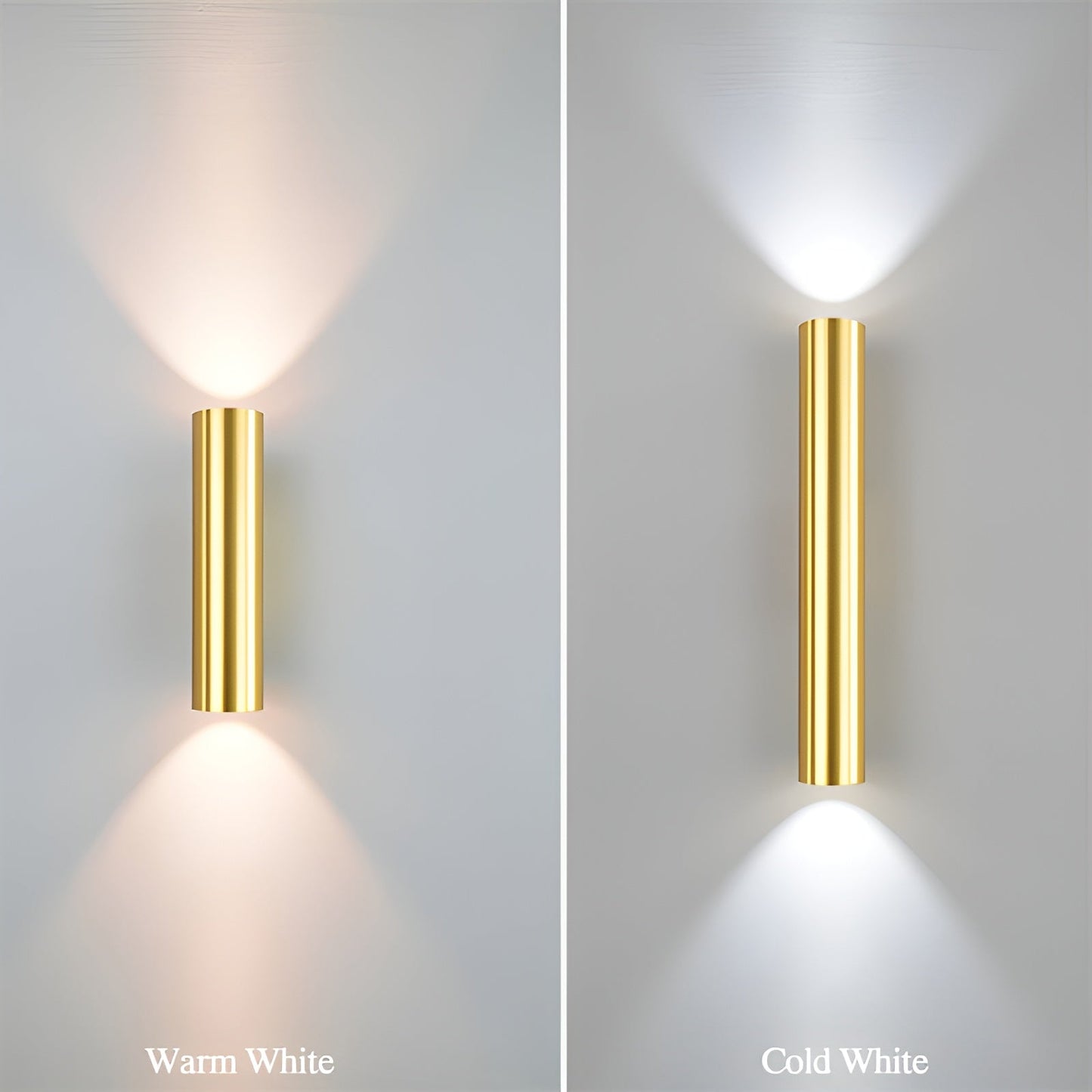 GeminiGlow – Gouden wandlamp met cilindrisch ontwerp LED