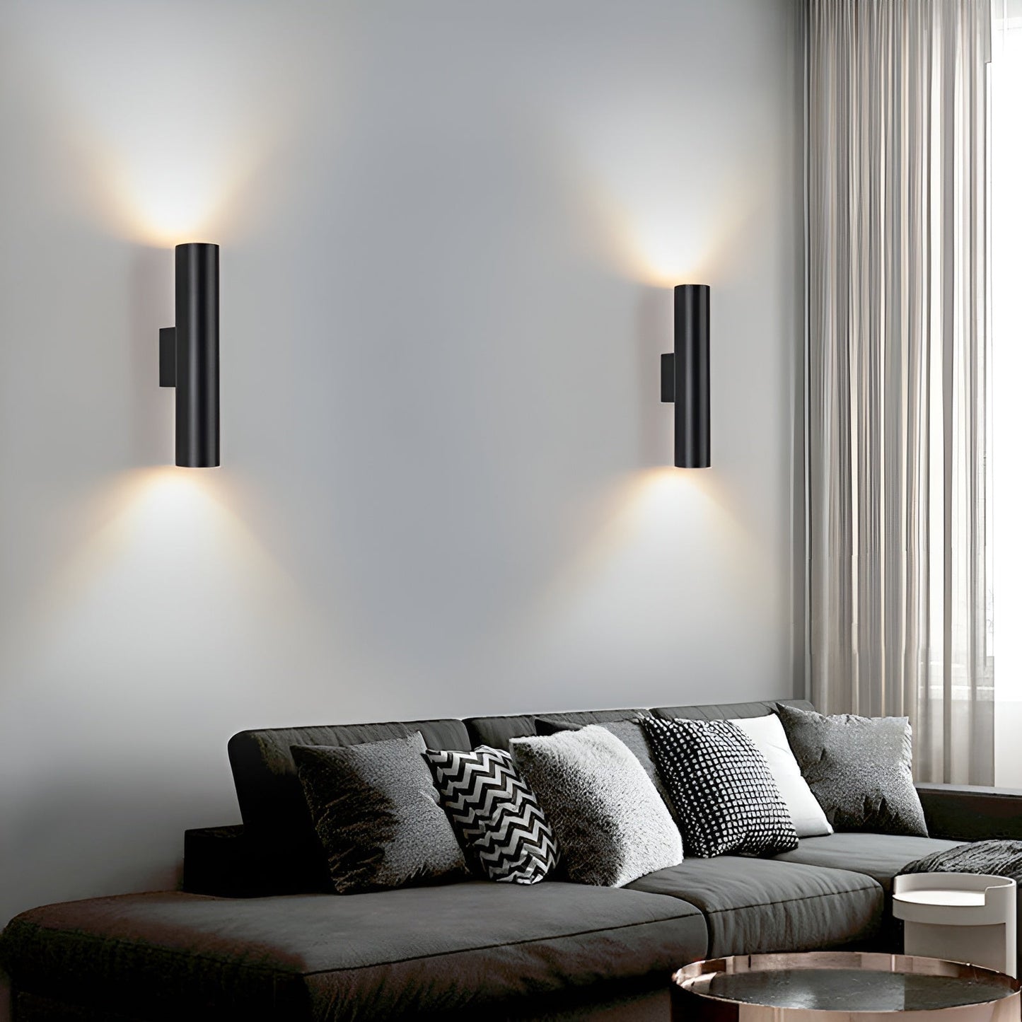GeminiGlow – Gouden wandlamp met cilindrisch ontwerp LED